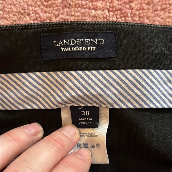 Lands End Charcoal Houndstooth Dress Pants - Picture 3 of 9